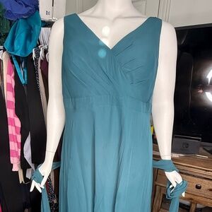 Azazie Bianca dress in Peacock Teal Green
